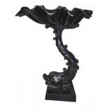 Black Cast Iron Dolphin Motif Bird Bath
