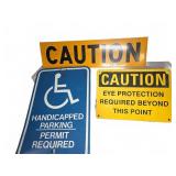 3 Metal Safety and Parking Signs