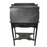 Black Painted Wood Drop-Front Secretary Desk