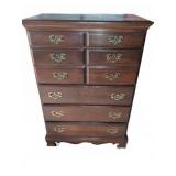 Traditional 8-Drawer Wooden Tall Chest w/ Brass