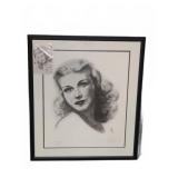 Ginger Rogers Self-Portrait Lithograph 1938 Signed