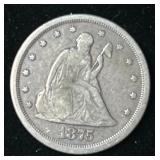 1875-S Seated Liberty Twenty Cent Silver Coin
