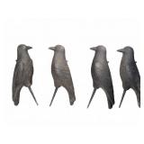 Four Black Plastic Crow Decoys with Stakes