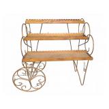 Metal 2-Tier Cart Style Plant Stand with Wheels