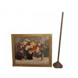 Framed Floral Still Life Print and Metal Plunge