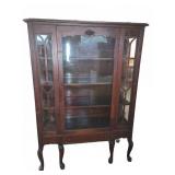 Wood and Glass China Cabinet With Key