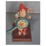 Wind-Up Monkey Figurine Banjo Musical Toy on Stand