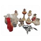 Glass Oil Lamps and Lamp Parts Collection