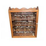 Mounted Collector Spoons With Display Cabinet