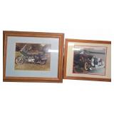 Framed Classic Motorcycle and Car Photos Set