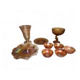 Iridescent Carnival Glass Servingware