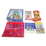 Peanuts Books, VHS, Stocking, & Wizard of Oz Tin