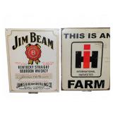 Jim Beam and International Harvester Metal Signs