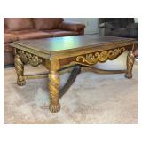 Wood Coffee Table with Carved Details 50x32x20