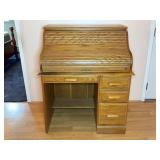Oak Roll-Top Desk 38"x28"x46" with Drawers