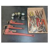 Pipe Wrenches, Pliers and Test Plugs Assortment