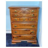 Wood Chest of Drawers with Brass Pulls 36x17x50