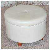 Round Cream Ottoman With Storage Compartment