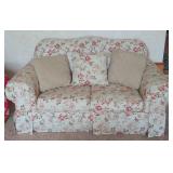 Floral Upholstered Loveseat With Three Cushions