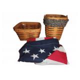 Longaberger Wood Baskets With American Flag