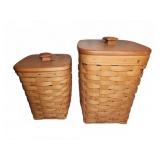 2 Longaberger Wooden Storage Baskets With Lids