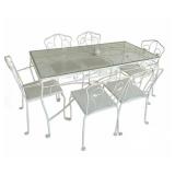 White Wrought Iron Patio Table and 6 Chairs Set