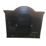 Black Wood Glass Door Display Cabinet With Shelves