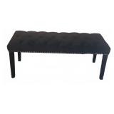 Black Tufted Upholstered Bench With Nailhead Trim