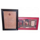 Framed Folk Art Wall Decor Lot, Set Of 2 Pieces