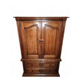 Solid Wood Armoire with Shelves and Drawers