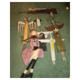7 Handmade Wood and Cloth Folk Art Angels