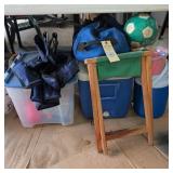 Sports Equipment and Accessories Lot With Storage