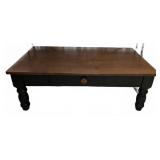 Wood Coffee Table With Drawer and Turned Legs