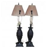 Pair Black Pineapple and Pair Floral Table Lamps