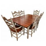 Farmhouse Dining Table With 6 Ladder Back Chairs