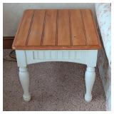 (2) Wood & White Painted Square Side Tables