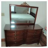 Wooden Dresser With Mirror And Six Drawers
