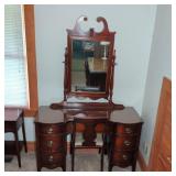 Mahogany Vanity With Mirror and Chair