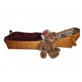 Longaberger Basket Pair With Liners & Teddy Bear