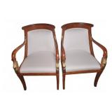 Wood and Upholstered Armchairs