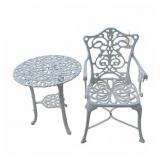 White Cast Aluminum Patio Table and Chair Set