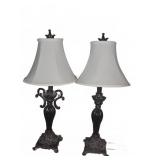 (2) Bronze Tone Table Lamps With Shades