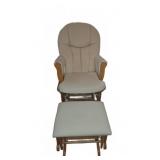 Wood Glider Rocker Chair With Ottoman