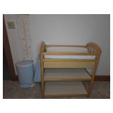 Baby Changing Table With Blue Diaper Pail and Mat
