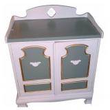 Vintage Painted Liquor Cabinet With Bottle Rack