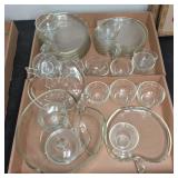 Vintage Clear Glass Snack Set With Apple Plates