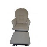 Cream Upholstered Glider Chair with Ottoman