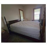 Wood Four-Poster Bed With Mattress Set