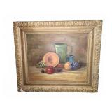Geri Davis Fruit Painting in Ornate Frame