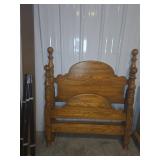 Carved Oak Headboard and Footboard